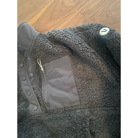 Vuori Cozy Sherpa Popover Quarter Snap Black Women's Small S Camp Ski Pullover - Picture 2 of 6